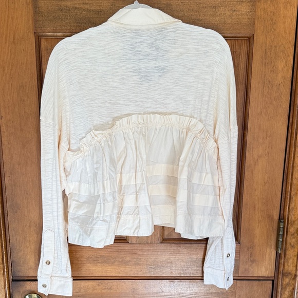 Anthropologie Cream Ruffled Blouse - M - Picture 6 of 6